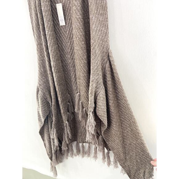 NEW Francesca's Boho Taupe Ribbed Knit Fringe Cardigan Sweater Vest One Size - Picture 5 of 6